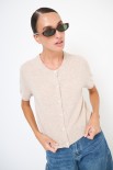 CARDIGAN MEZZA MANICA MISTO CACHEMIRE BEIGE