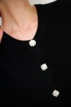 CARDIGAN MEZZA MANICA MISTO CACHEMIRE NERO
