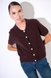 CARDIGAN MEZZA MANICA MISTO CACHEMIRE COFFEE
