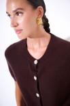 CARDIGAN MEZZA MANICA MISTO CACHEMIRE COFFEE