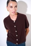CARDIGAN MEZZA MANICA MISTO CACHEMIRE COFFEE