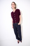 CARDIGAN MEZZA MANICA MISTO CACHEMIRE VINO