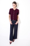 CARDIGAN MEZZA MANICA MISTO CACHEMIRE VINO