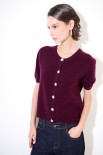 CARDIGAN MEZZA MANICA MISTO CACHEMIRE VINO