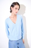 CARDIGAN VISCOSA INTEGRALE CELESTE