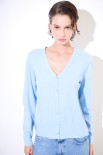 CARDIGAN VISCOSA INTEGRALE CELESTE