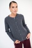 CARDIGAN OVER TRECCIA+SPACCHI LANA CACHEMIRE GRIGIO ANTRACITE