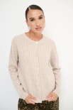 CARDIGAN OVER TRECCIA+SPACCHI LANA CACHEMIRE BEIGE