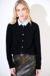 CARDIGAN OVER TRECCIA+SPACCHI LANA CACHEMIRE NERO