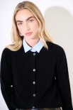 CARDIGAN OVER TRECCIA+SPACCHI LANA CACHEMIRE NERO