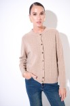 CARDIGAN OVER TRECCIA+SPACCHI LANA CACHEMIRE CAMMELLO