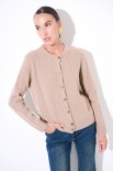 CARDIGAN OVER TRECCIA+SPACCHI LANA CACHEMIRE CAMMELLO