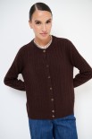 CARDIGAN OVER TRECCIA+SPACCHI LANA CACHEMIRE COFFEE