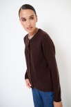 CARDIGAN OVER TRECCIA+SPACCHI LANA CACHEMIRE COFFEE