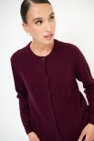 CARDIGAN OVER TRECCIA+SPACCHI LANA CACHEMIRE VINO