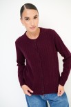 CARDIGAN OVER TRECCIA+SPACCHI LANA CACHEMIRE VINO