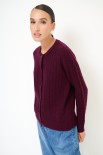CARDIGAN OVER TRECCIA+SPACCHI LANA CACHEMIRE VINO