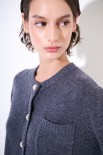 CARDIGAN CON TASCHINO LANA CACHEMIRE GRIGIO ANTRACITE