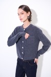 CARDIGAN CON TASCHINO LANA CACHEMIRE GRIGIO ANTRACITE