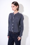 CARDIGAN CON TASCHINO LANA CACHEMIRE GRIGIO ANTRACITE