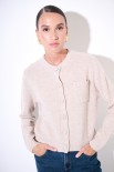CARDIGAN CON TASCHINO LANA CACHEMIRE BEIGE
