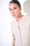 CARDIGAN CON TASCHINO LANA CACHEMIRE BEIGE