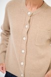 CARDIGAN CON TASCHINO LANA CACHEMIRE CAMMELLO
