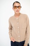 CARDIGAN CON TASCHINO LANA CACHEMIRE CAMMELLO