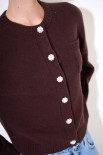 CARDIGAN CON TASCHINO LANA CACHEMIRE COFFEE