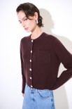 CARDIGAN CON TASCHINO LANA CACHEMIRE COFFEE