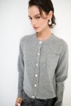 CARDIGAN CON TASCHINO LANA CACHEMIRE GRIGIO MEDIO