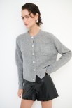 CARDIGAN CON TASCHINO LANA CACHEMIRE GRIGIO MEDIO