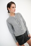 CARDIGAN CON TASCHINO LANA CACHEMIRE GRIGIO MEDIO