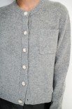 CARDIGAN CON TASCHINO LANA CACHEMIRE GRIGIO MEDIO