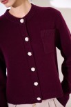 CARDIGAN CON TASCHINO LANA CACHEMIRE VINO