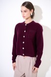 CARDIGAN CON TASCHINO LANA CACHEMIRE VINO