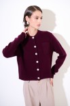CARDIGAN CON TASCHINO LANA CACHEMIRE VINO