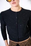 CARDIGAN PARICOLLO MICROPAILLETTES NERO