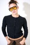 CARDIGAN PARICOLLO MICROPAILLETTES NERO