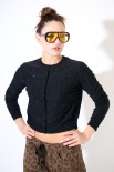 CARDIGAN PARICOLLO MICROPAILLETTES NERO