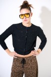 CARDIGAN PARICOLLO MICROPAILLETTES NERO