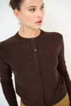 CARDIGAN PARICOLLO MICROPAILLETTES COFFEE