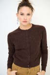 CARDIGAN PARICOLLO MICROPAILLETTES COFFEE