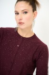 CARDIGAN PARICOLLO MICROPAILLETTES VINO