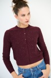 CARDIGAN PARICOLLO MICROPAILLETTES VINO