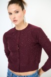 CARDIGAN PARICOLLO MICROPAILLETTES VINO