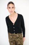 CARDIGAN BASIC CON BOTTONI GIOIELLO NERO