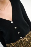 CARDIGAN BASIC CON BOTTONI GIOIELLO NERO