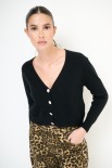 CARDIGAN BASIC CON BOTTONI GIOIELLO NERO