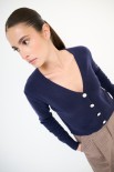 CARDIGAN BASIC CON BOTTONI GIOIELLO BLU